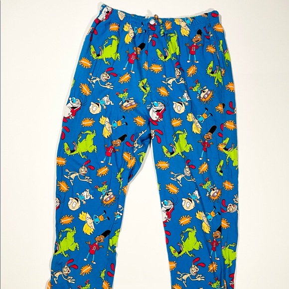 Nickelodeon Retro 90s Lounge Pajama Pants Rugrats Ren Stimpy / Size Medium Blue - Picture 1 of 6